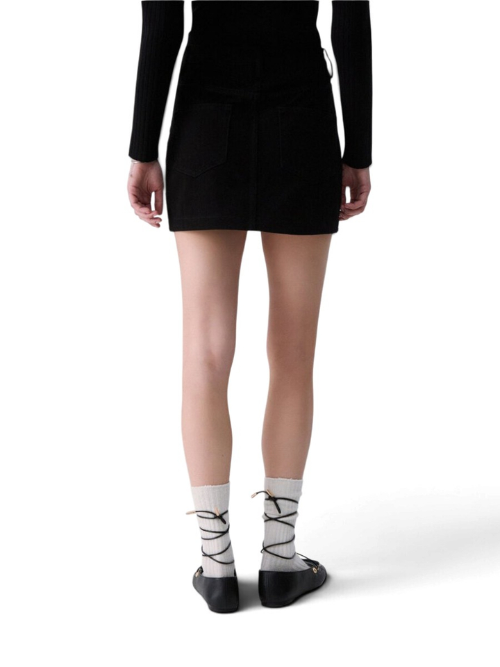 Zwarte mini-rok in bouclé met rits Liu Jo 