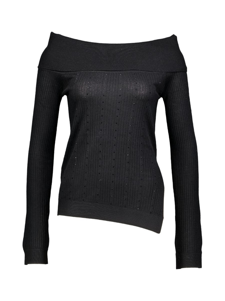 Zwarte off shoulder trui met strass Liu Jo