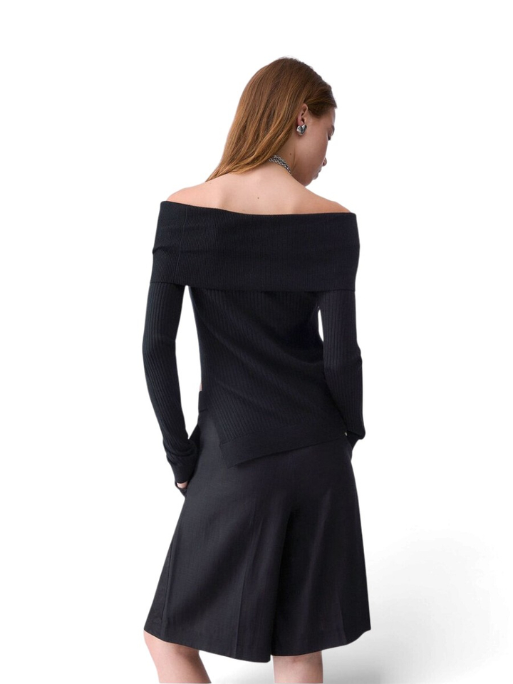 Zwarte off shoulder trui met strass Liu Jo