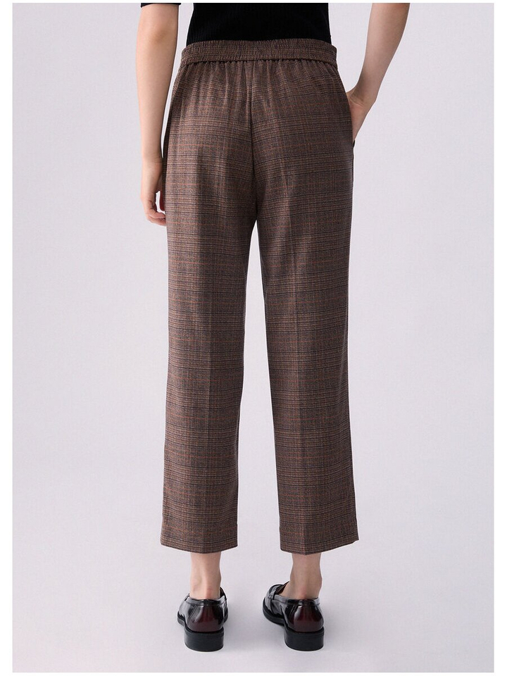 Bruine geruite smal toelopende broek Liu Jo