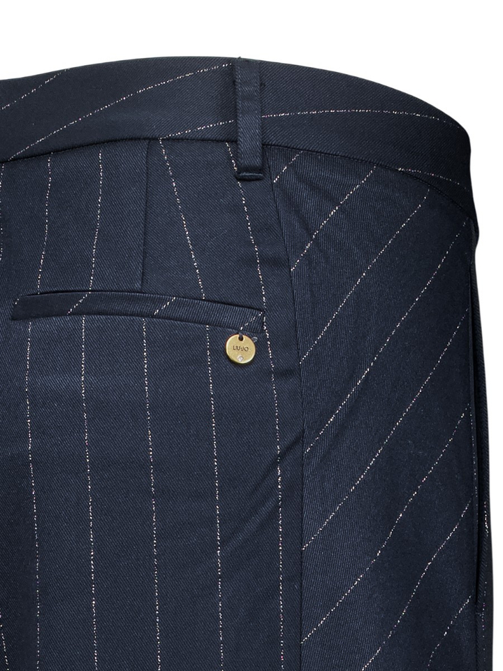 Donkerblauwe broek met zilveren strepen Liu Jo