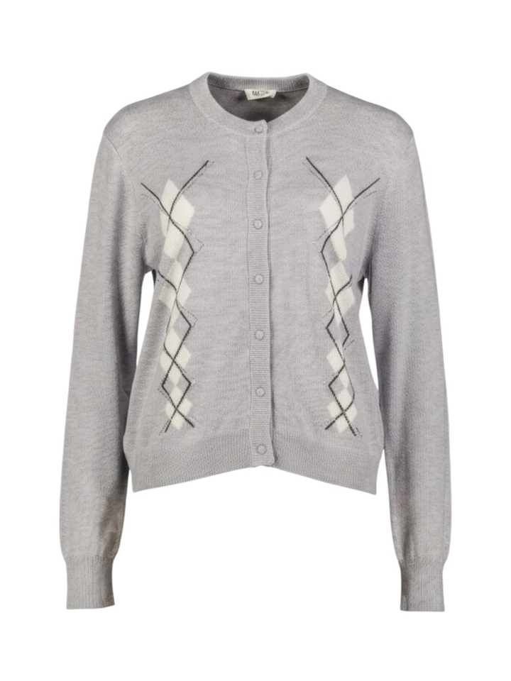 Lichtgrijze cardigan met ruitpatroon Liu Jo