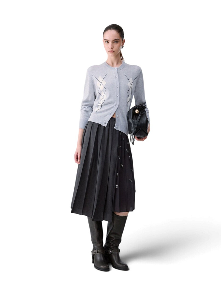 Lichtgrijze cardigan met ruitpatroon Liu Jo