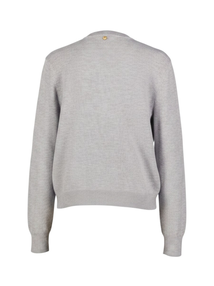 Lichtgrijze cardigan met ruitpatroon Liu Jo