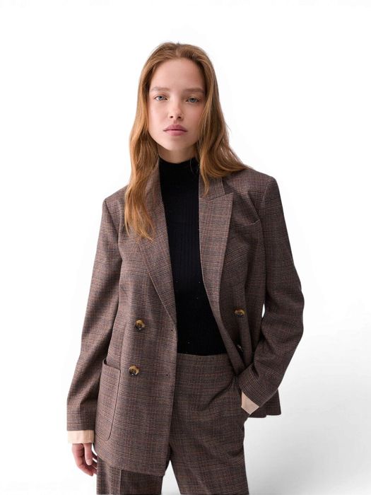 Bruine blazer met Prince of Wales-ruit Liu Jo