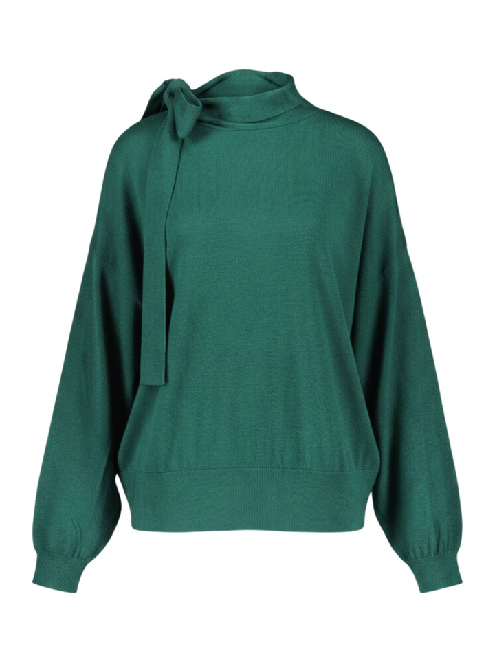 Groene pull met sjaalkraag en striksluiting Liu Jo