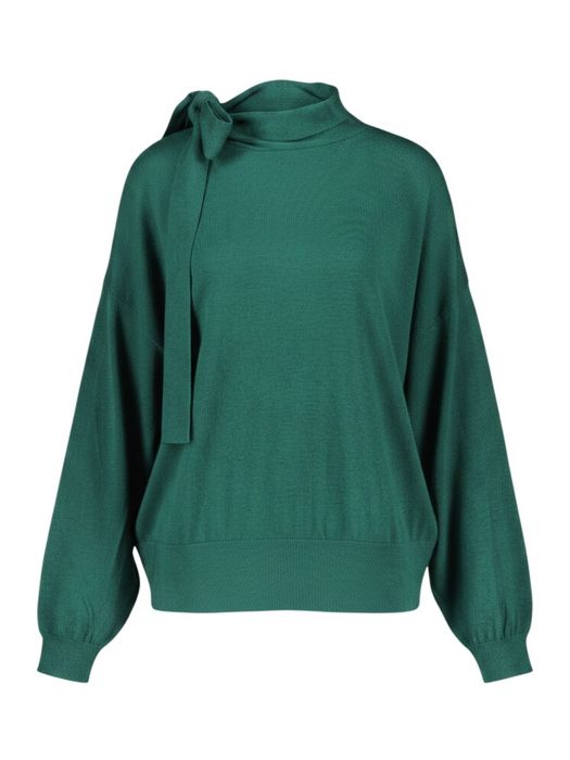 Groene pull met sjaalkraag en striksluiting Liu Jo