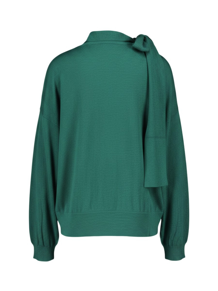 Groene pull met sjaalkraag en striksluiting Liu Jo
