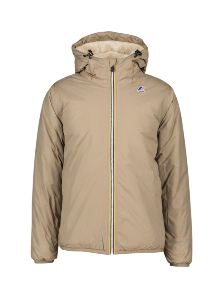 Beige jas met rits en teddy binnenkant K-way