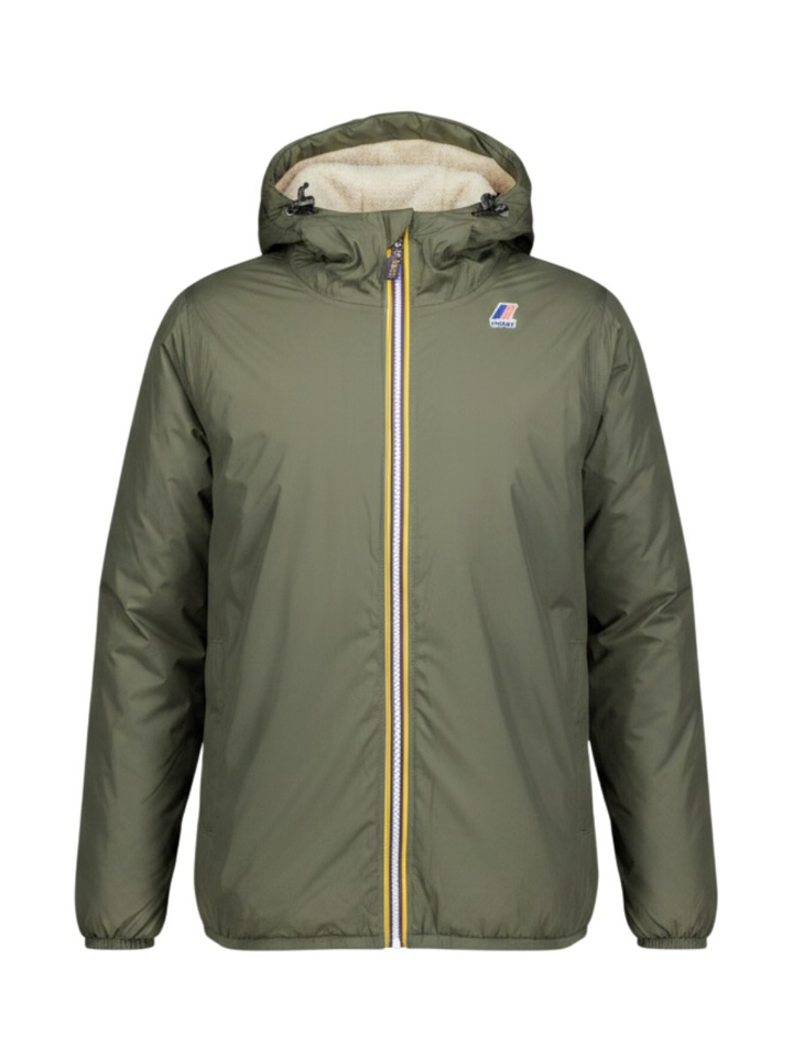 Kaki groene jas met capuchon en teddy binnenkant Claude Orsett K-way 