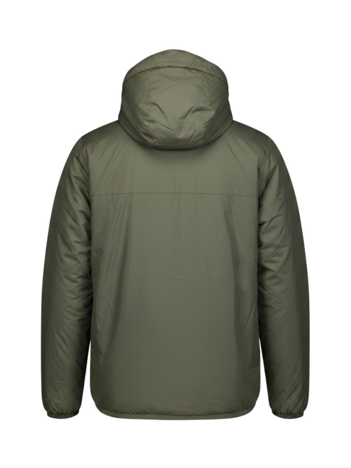 Kaki groene jas met capuchon en teddy binnenkant Claude Orsett K-way 