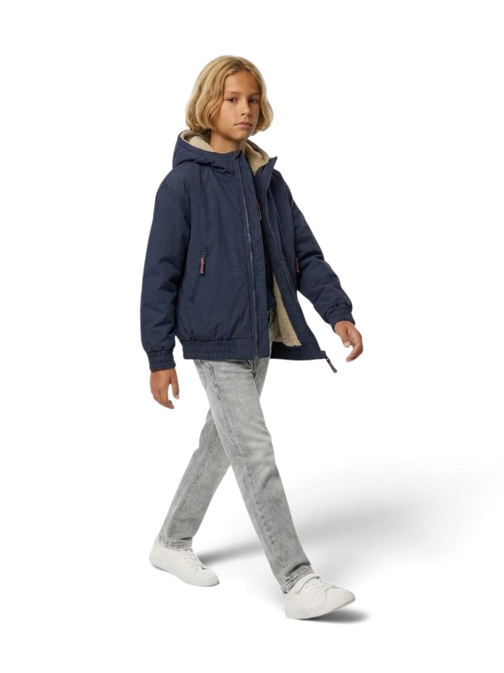 Donkerblauwe jas met kap Hamza Bellerose 