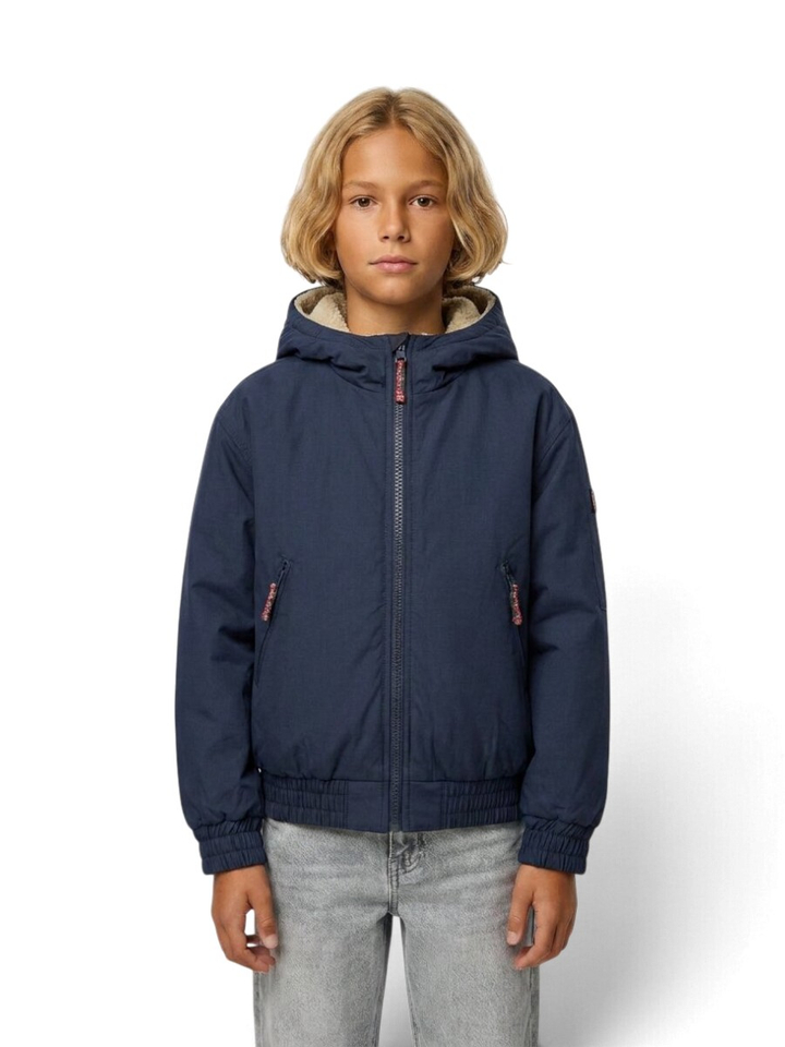 Donkerblauwe jas met kap Hamza Bellerose 