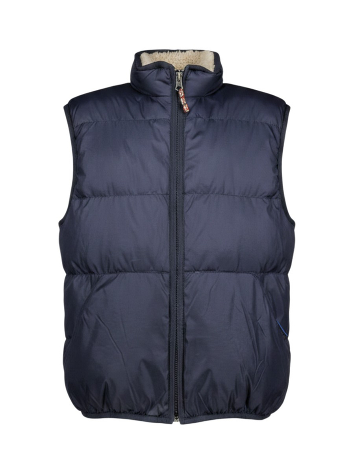 Donkerblauwe omkeerbare bodywarmer met teddy voering Bellerose