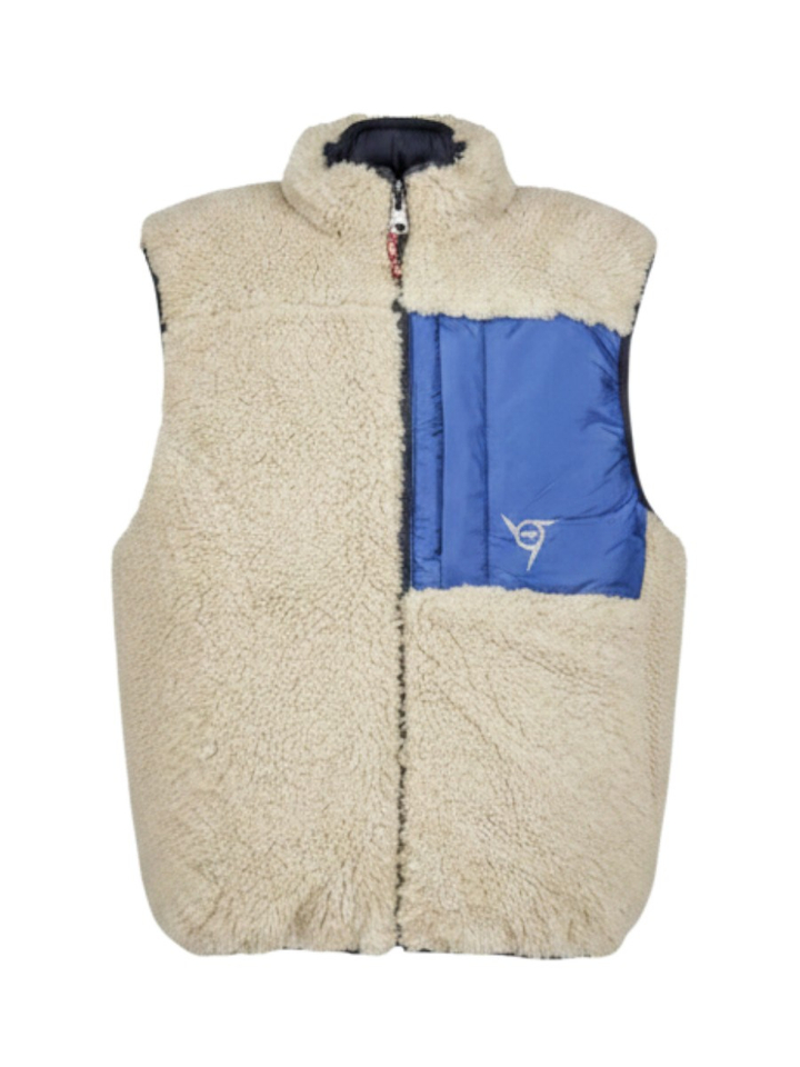 Donkerblauwe omkeerbare bodywarmer met teddy voering Bellerose