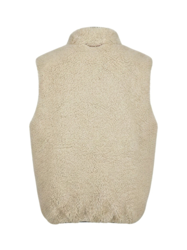 Donkerblauwe omkeerbare bodywarmer met teddy voering Bellerose