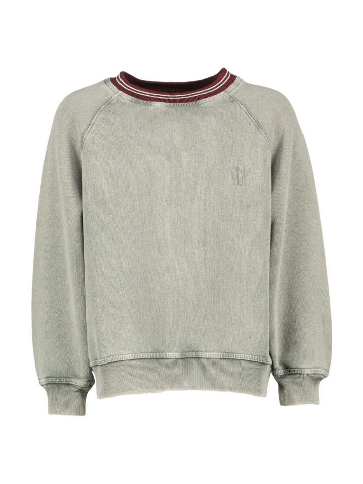 Groene sweater met bordeaux hals Bellerose