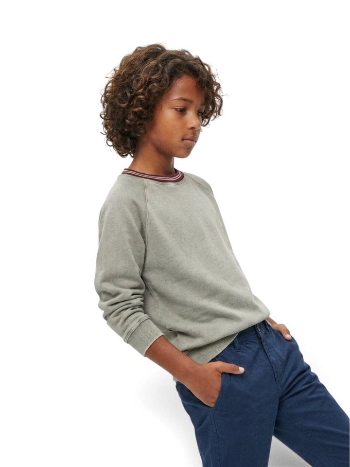 Groene sweater met bordeaux hals Bellerose