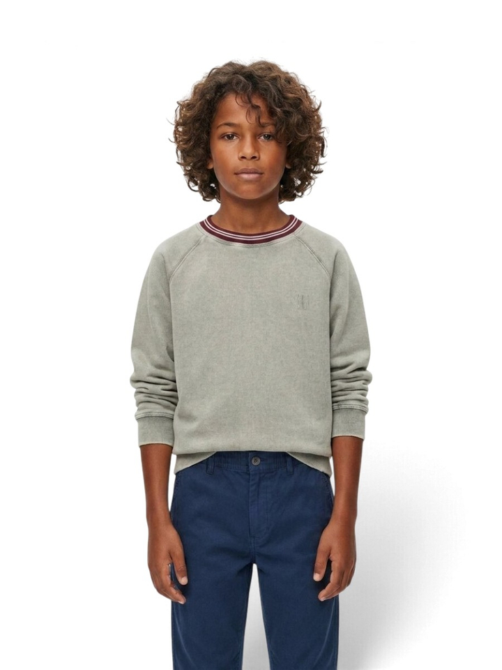 Groene sweater met bordeaux hals Bellerose