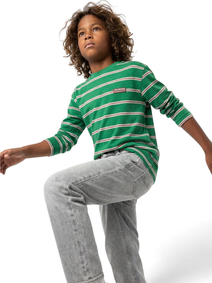Groene gestreepte t-shirt met lange mouwen Bellerose 