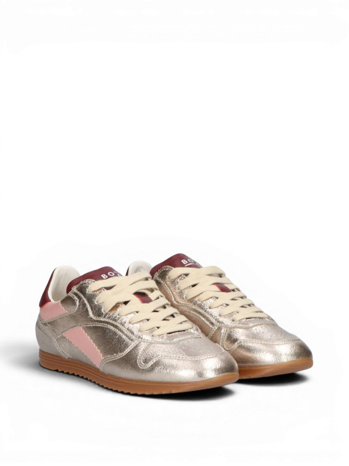 Bronskleurige sneakers met roze en bordeaux detail Track Boax Studio 