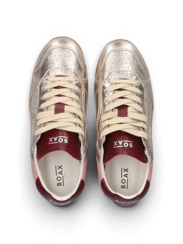 Bronskleurige sneakers met roze en bordeaux detail Track Boax Studio 