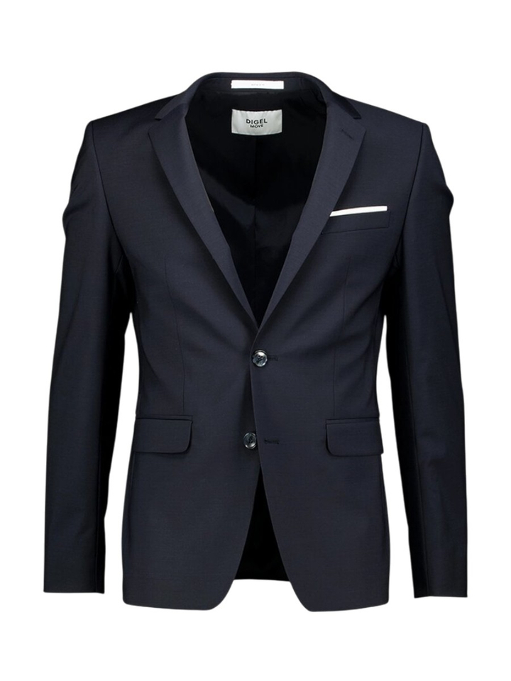 Donkerblauwe blazer met witte detail Nick Digel 