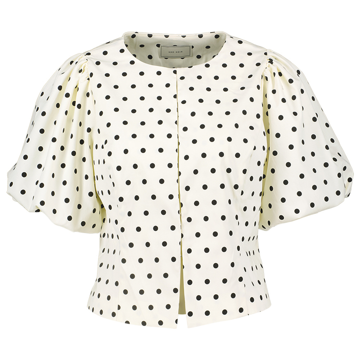 Witte bloes met zwarte bolletjes print Anela Neo Noir