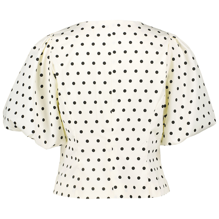 Witte bloes met zwarte bolletjes print Anela Neo Noir