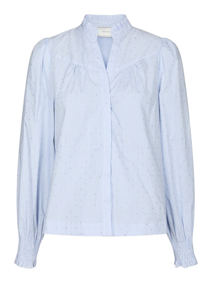 Blauwe gestreepte blouse met glitter Astrida Neo Noir 