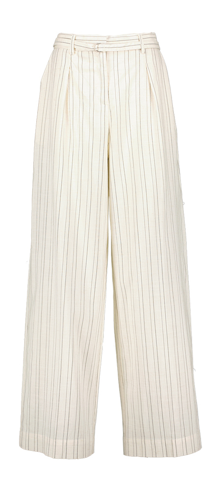 Gerstreepte beige lange broek Malba Neo Noir