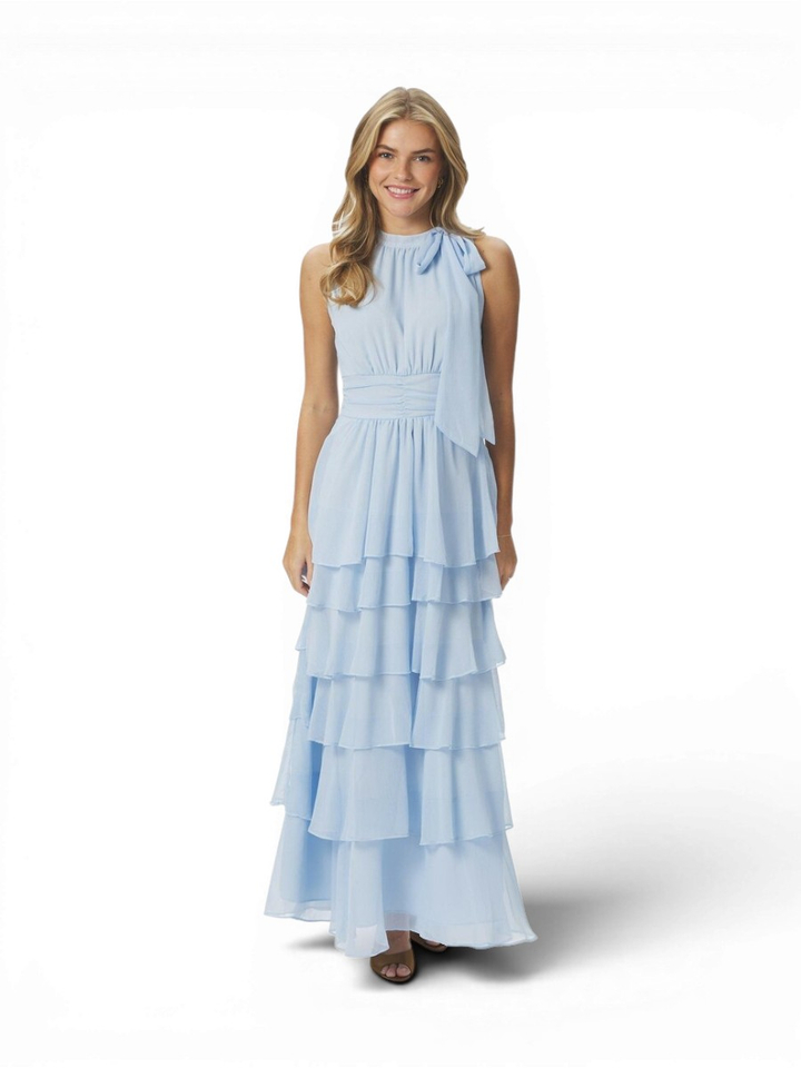 Blauwe feestelijke chiffon jurk Marli Neo Noir