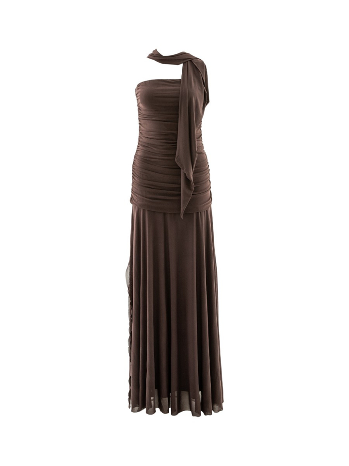 Bruine feestelijke bustier jurk Misi Neo Noir 