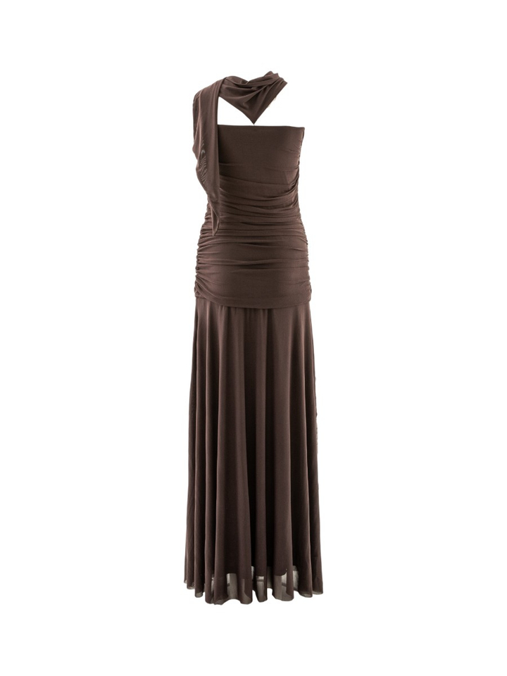 Bruine feestelijke bustier jurk Misi Neo Noir 