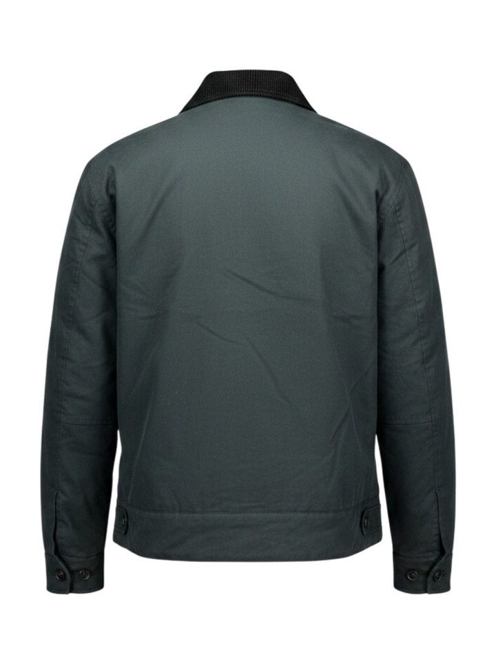 Donkergroene jas met zwarte kraag Fred Perry