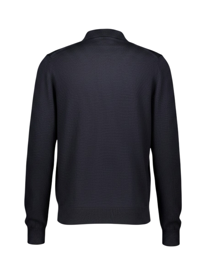 Donkerblauwe polo van katoen en wol met lange mouwen Fred Perry