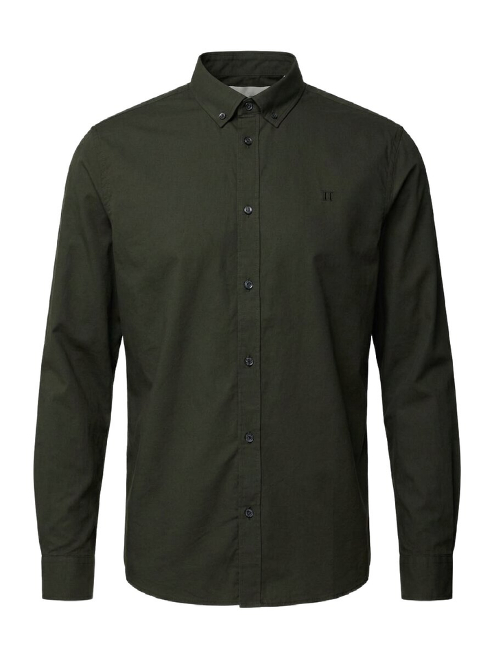 Donkerblauw hemd (regular fit) in flannel stof met lange mouwen Lyle&Scott
