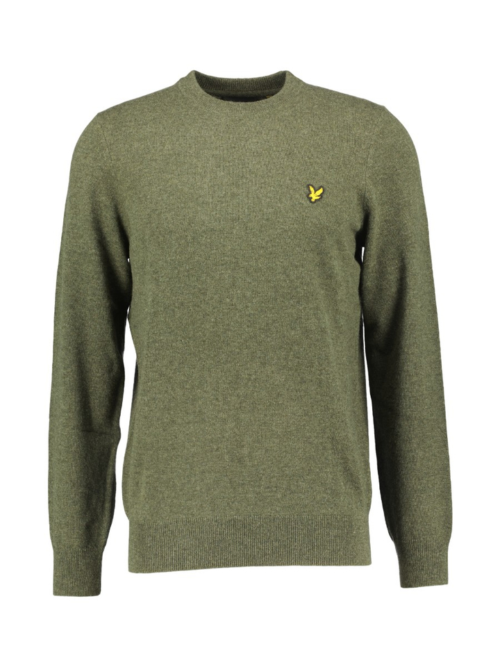 Kaki groene wollen trui met ronde hals Lyle&Scott