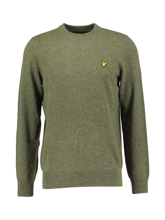 Kaki groene wollen trui met ronde hals Lyle&Scott