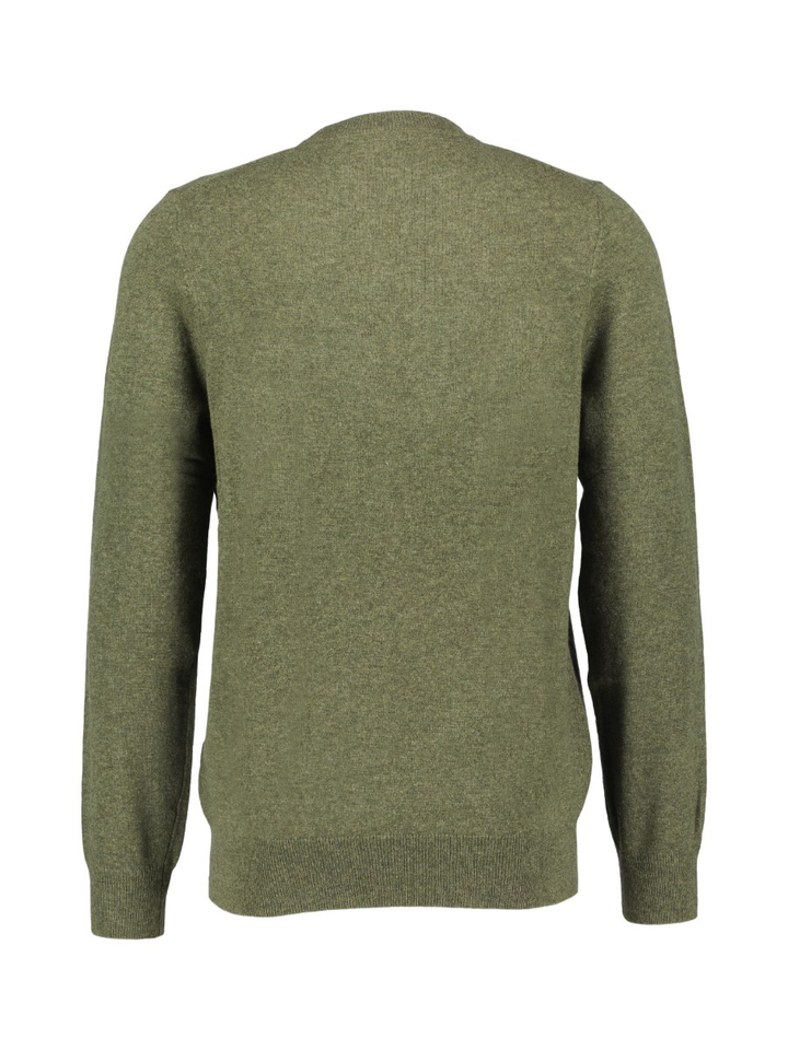 Kaki groene wollen trui met ronde hals Lyle&Scott