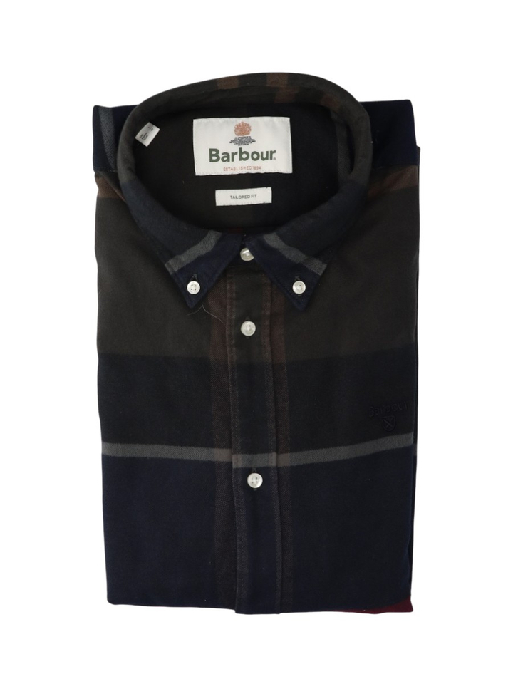 Groen flanellen hemd (regular fit) met ruiten en lange mouwen Barbour