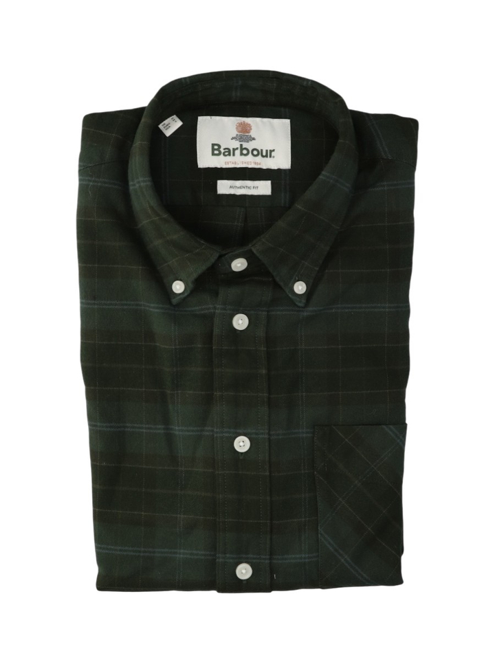 Groene katoenen hemd (regular fit) met ruiten en lange mouwen Barbour