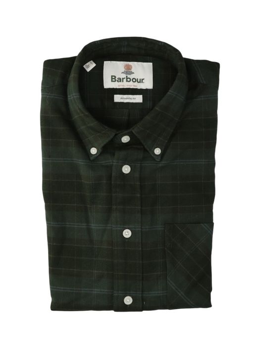 Groene katoenen hemd (regular fit) met ruiten en lange mouwen Barbour