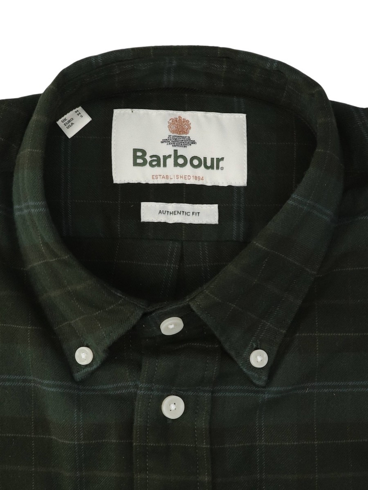Groene katoenen hemd (regular fit) met ruiten en lange mouwen Barbour