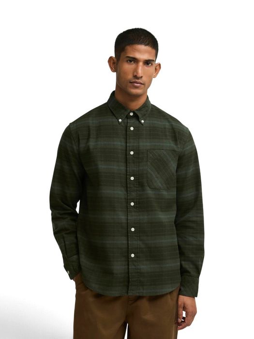 Groene katoenen hemd (regular fit) met ruiten en lange mouwen Barbour