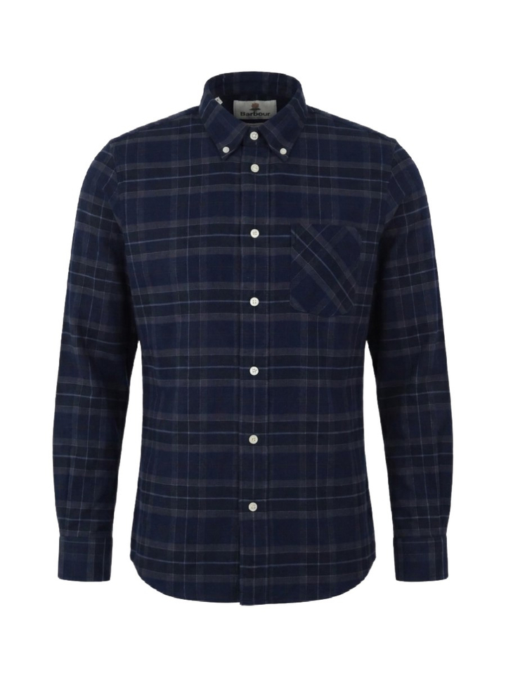 Blauw flanel hemd (regular fit) met ruiten en lange mouwen Barbour