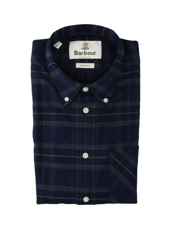 Blauw flanel hemd (regular fit) met ruiten en lange mouwen Barbour