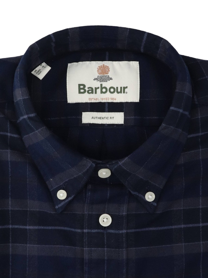 Blauw flanel hemd (regular fit) met ruiten en lange mouwen Barbour
