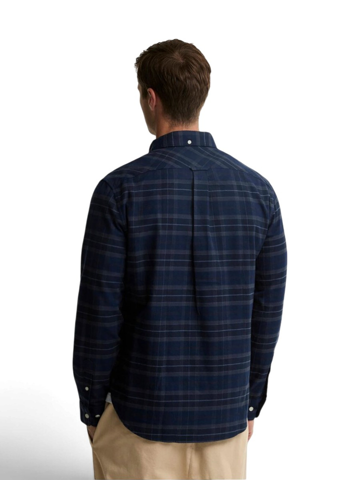 Blauw flanel hemd (regular fit) met ruiten en lange mouwen Barbour