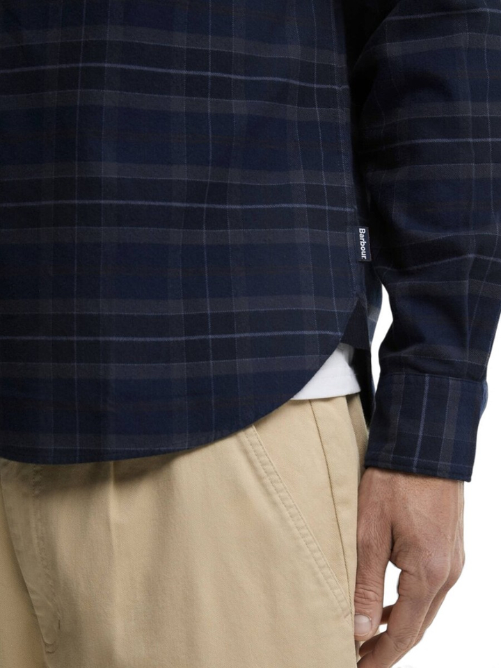 Blauw flanel hemd (regular fit) met ruiten en lange mouwen Barbour